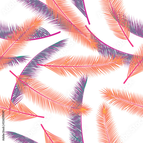 Exotic feather fluff vector seamless ornament. Bohemian graphic design. Tribal boho feather fluff textile print seamless pattern.