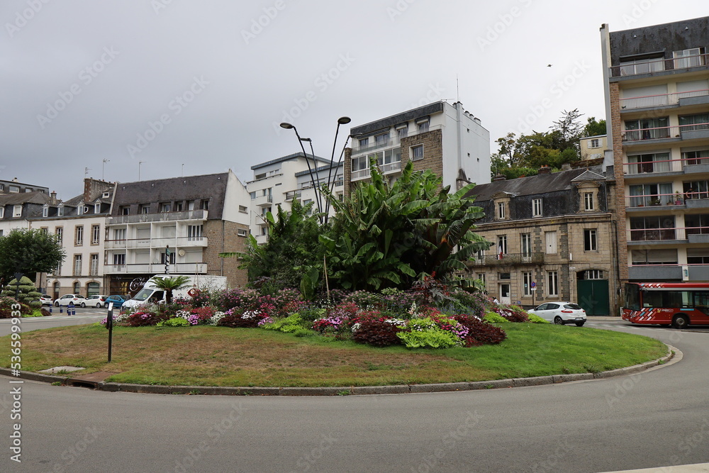 Rue typique, ville de Morlaix, département du finistère, Bretagne, France