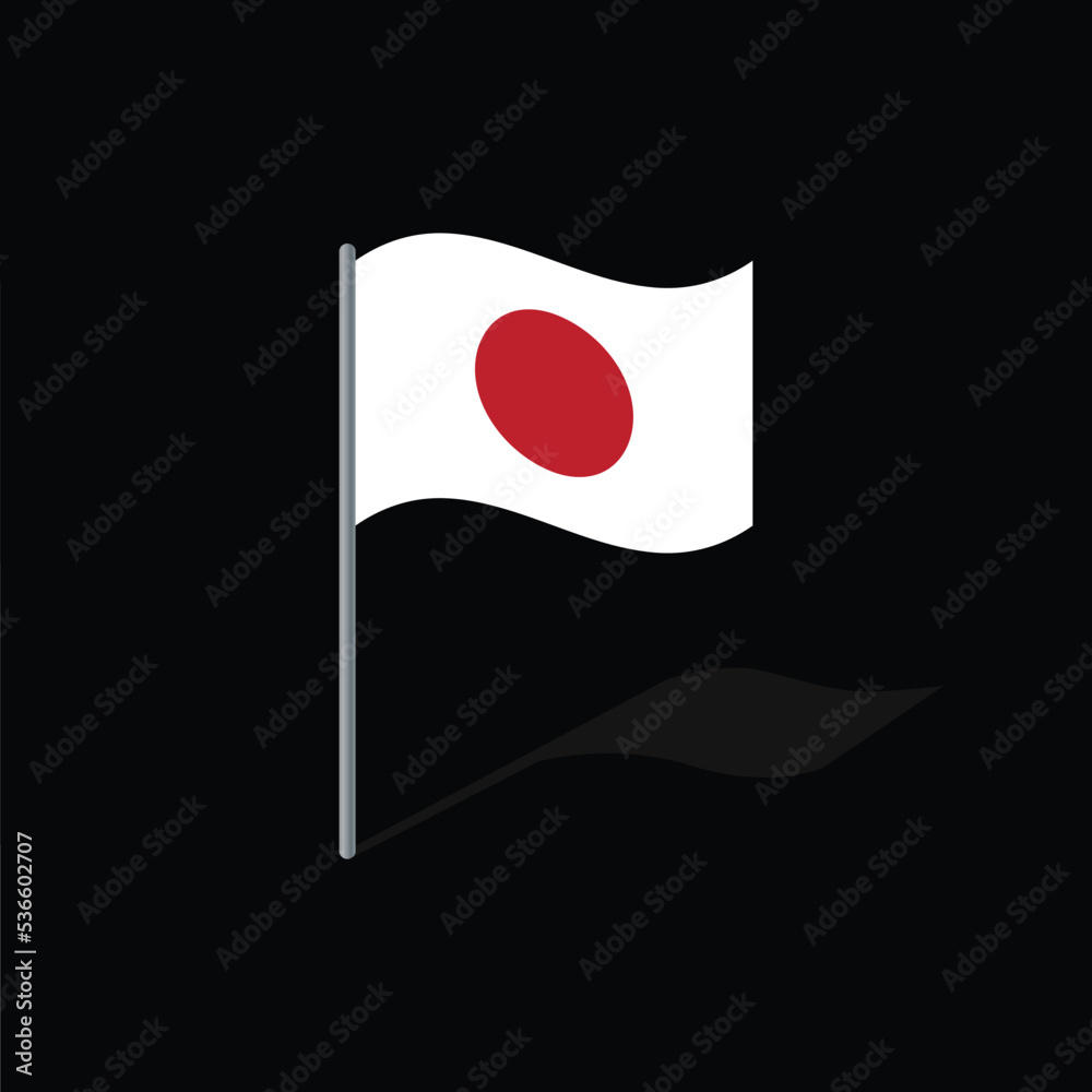 Japan flag on pole vector graphics Japan flag on pole vector graphics