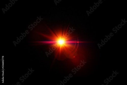 Realistic lens flare lights effect on black background