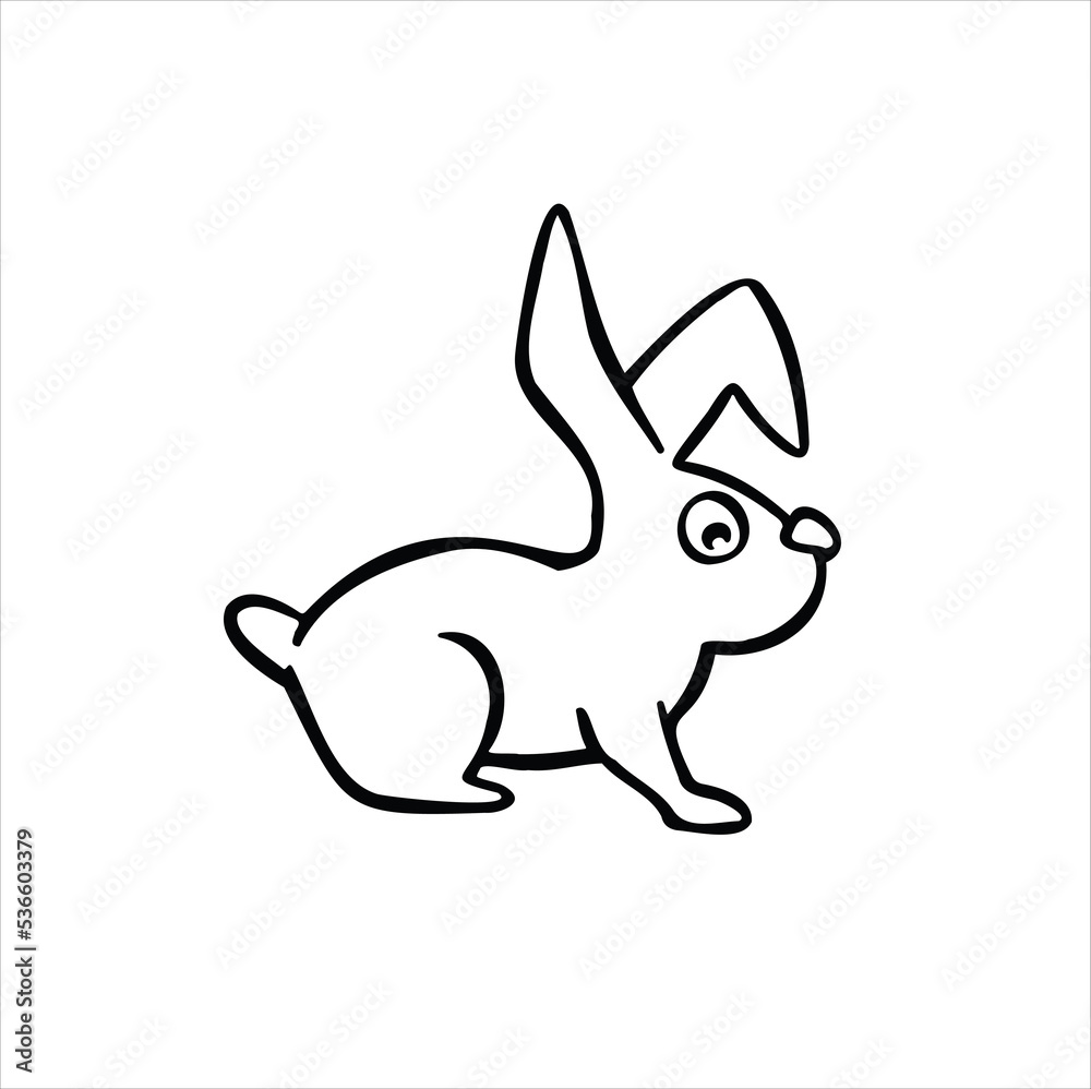 Fototapeta premium cartoon line sketch hare, rabbit vector