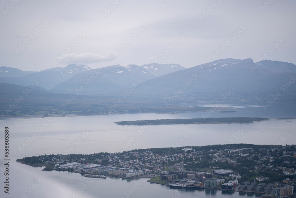 panoramical view of the city of Tromso in northern Norway