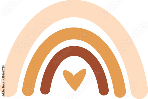 Simple boho rainbow Svg. Hand drawn modern rainbow with heart vector illustration isolated on white background. Perfect for bohemian nursery decoration, baby textile print, kids t-shirt design