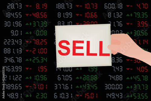 Notice sell in front of stock board