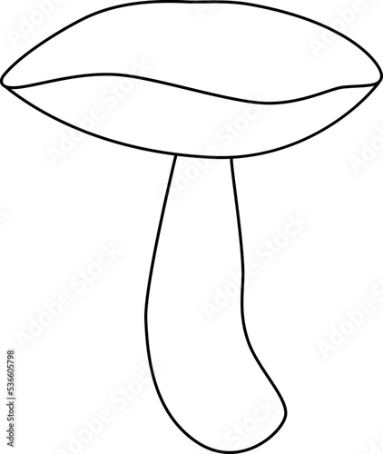 Forest mushroom Lactarius - vector linear picture for coloring. Outline. Forest edible mushroom for coloring book.