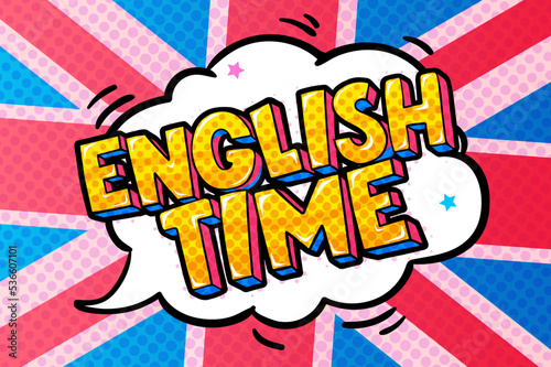 Study English phrase. Creative poster, web banner for foreign language school