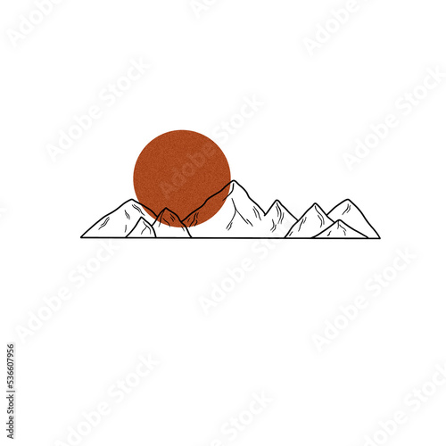 Tattoo ideas Mountains minimalism Line and red sunny