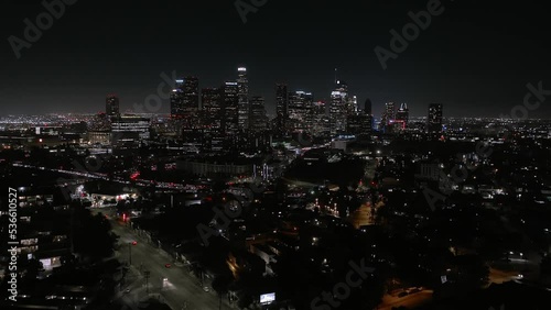 Wallpaper Mural Los Angeles downtown buildings at night. Aerial view of the night city of Los Angeles, USA. Torontodigital.ca