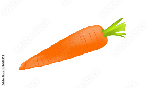 Carrot 3d on white background. Realistic carrot. Design for food, culinary products, recipe website design, cookbook. Vector eps10