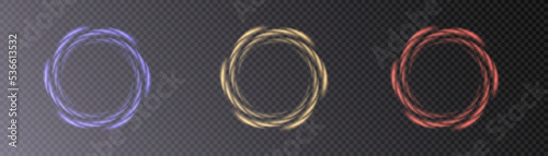 Bright glowing ring. Bright glowing neon frame made of luminous beams. fractal design