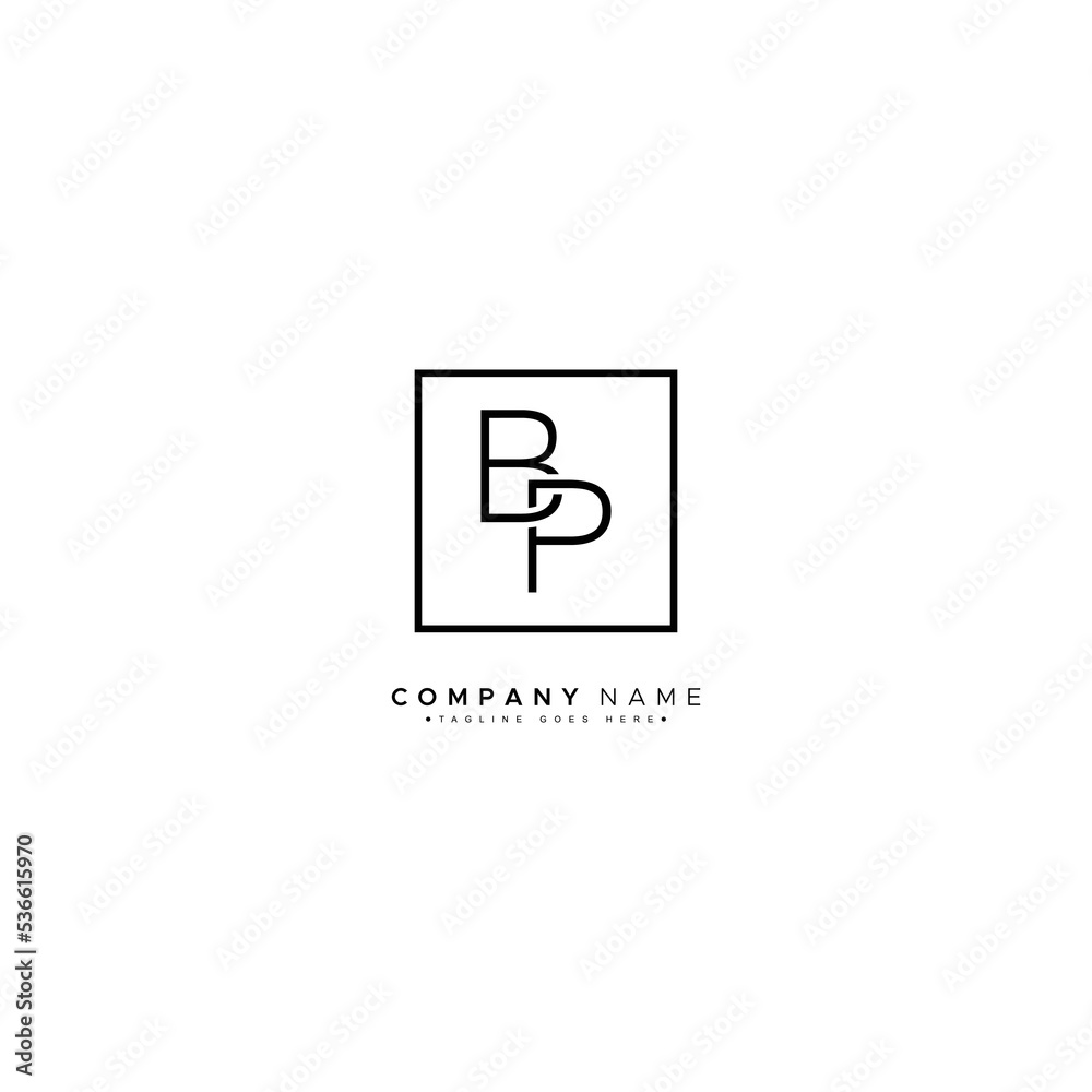 Initial Letter BP Logo Minimal Monogram Logo for Alphabet B and P