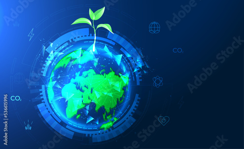 Ecological social and management concept. Development by the company of a strategy for the conservation of nature and the solution of environmental problems. Save the earth, ecology, esg.
