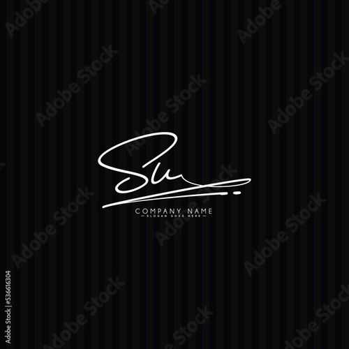 SU Initial Logo in Signature Style for Photography and Fashion Business - Hand Drawn Signature Logo Vector photo