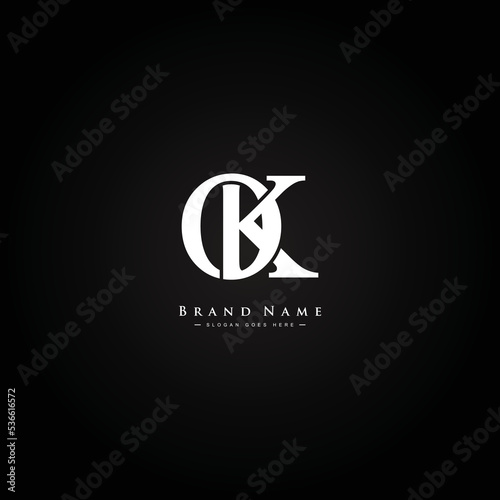 Initial Letter OK Logo - Minimal Monogram Logo for Alphabet O and K