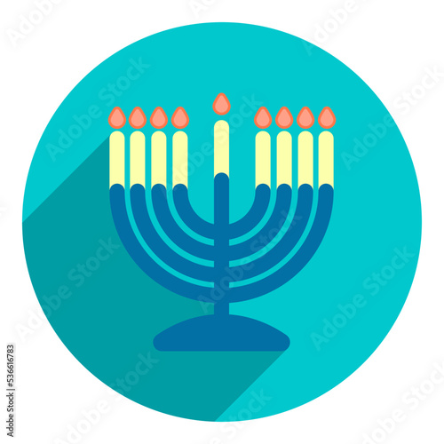 menorah. icon, logo in flat style menorah. flat blue with shadow logo. icon for hanukkah. web browser icon.