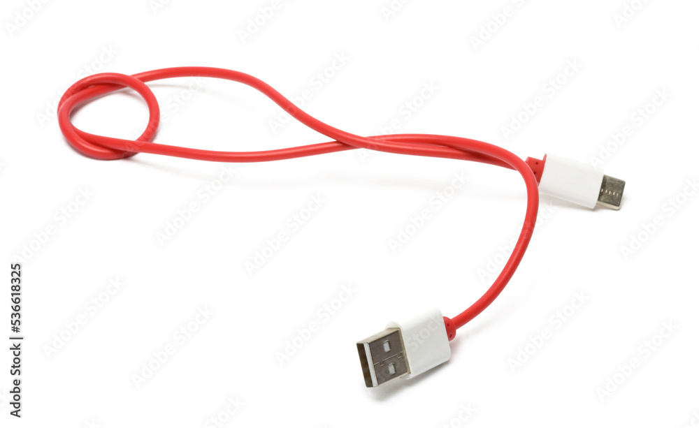 one red usb cable as an isolate one red usb cable as an isolate
