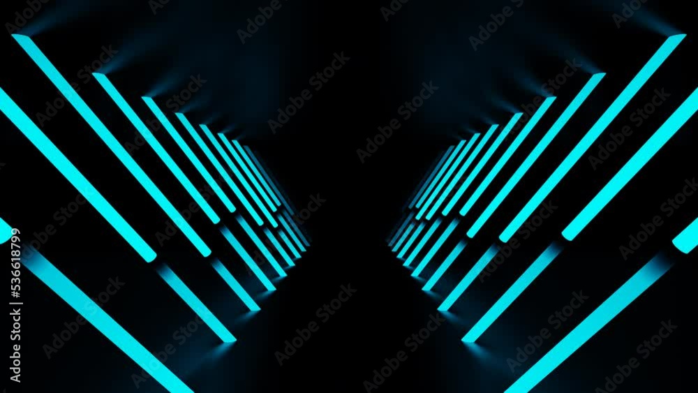 Blue neon lines flow down on the floor tunnel loop animation Blue neon lines flow down on the floor tunnel loop animation