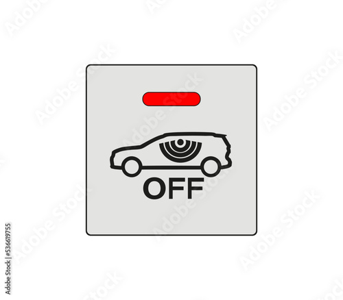 Keyless entry system sign. The car's security system key is disabled. Modern car sketch drawing. Editable line icon.