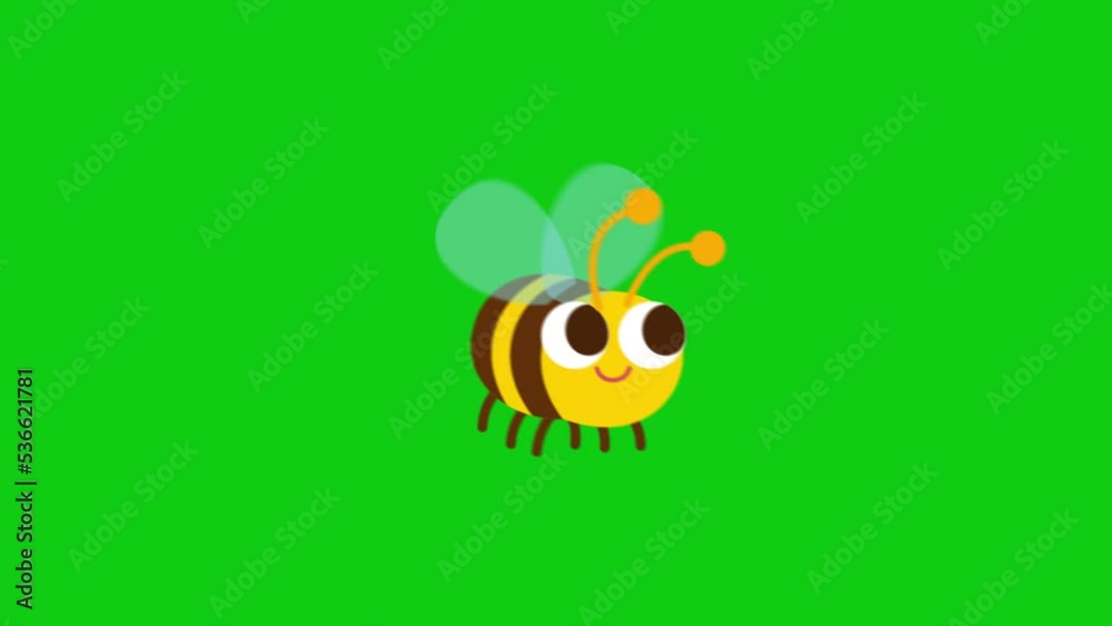 Cartoon honey bee flying on a green screen. Cartoon honey bee flying with key color. Chroma key, 4K video Cartoon honey bee flying on a green screen. Cartoon honey bee flying with key color. Chroma key, 4K video