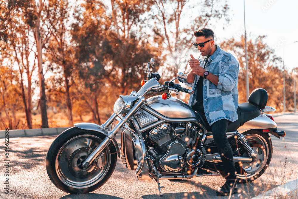 Fototapeta premium person riding a motorcycle