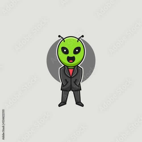 alien logo design wearing office clothes