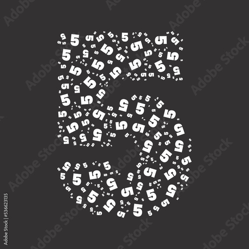 Number 5 shaped with tiny numbers for summits events poster titles. Logo. Business icon for the company. Tiny numbers Shapes Inside