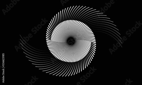 Spiral with lines as dynamic abstract vector background or logo or icon. Yin and Yang symbol.