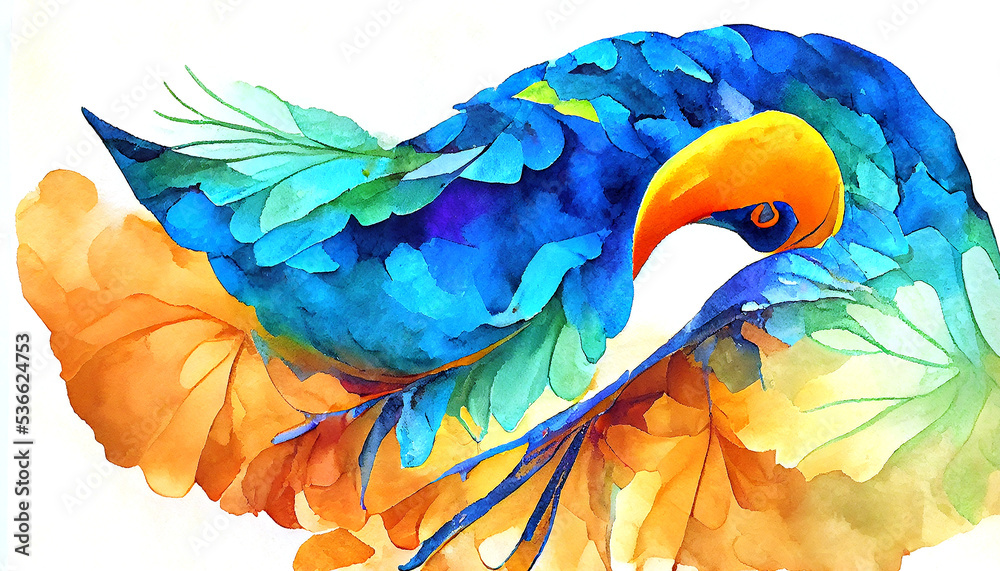 Obraz premium fantasy bird, watercolor, abstract