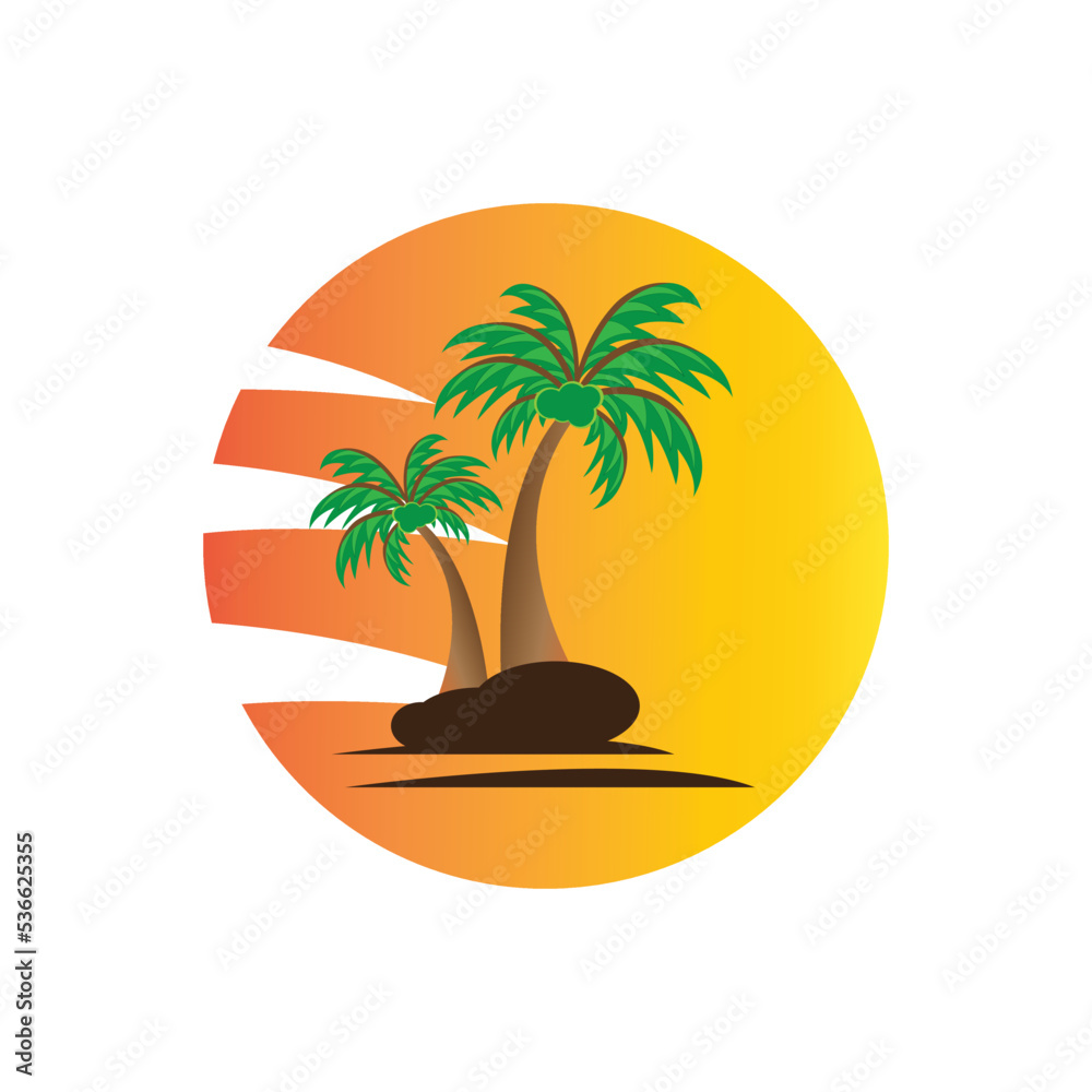 coconut tree icon logo vector design template