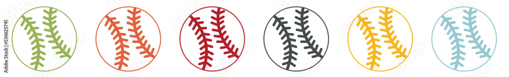 Group of coloured baseball sport icons Group of coloured baseball sport icons