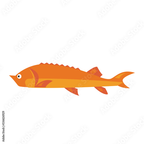 Сhildren's illustration cute fish sturgeon, beluga. freshwater fish