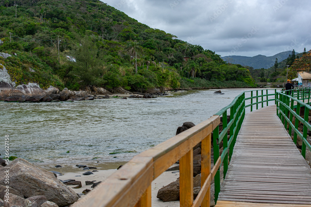 wooden bridge over the sea. Florianopolis - SC - Brazil wooden bridge over the sea. Florianopolis - SC - Brazil