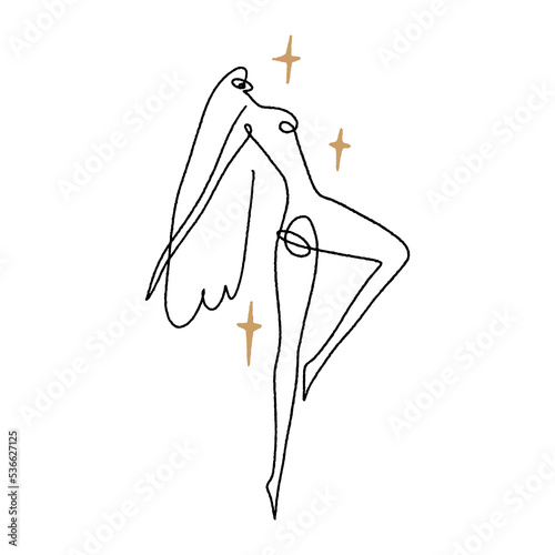 Divine celestial goddess vector clipart illustration, boho sacred magic woman, freedom mystical symbol. Flat holistic healing meditation Reiki New Age concept. Modern abstract silhouette. Hippie