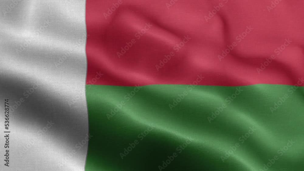 Flag Of Madagascar - Madagascar Flag High Detail - National flag Madagascar wave Pattern loopable Elements - Fabric texture and endless loop - Highly Detailed Flag - The flag of fluttering in the wind