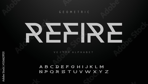 REFIRE Sports minimal tech font letter set. Luxury vector typeface for company. Modern gaming fonts logo design.