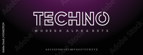 TECHNO  Sports minimal tech font letter set. Luxury vector typeface for company. Modern gaming fonts logo design.