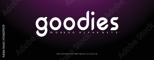 GOODIES  Sports minimal tech font letter set. Luxury vector typeface for company. Modern gaming fonts logo design.