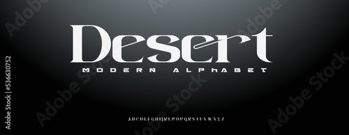 DESERT  Elegant alphabet letters font and number. Classic Lettering Minimal Fashion Designs. Typography modern serif fonts decorative vintage design concept. vector illustration