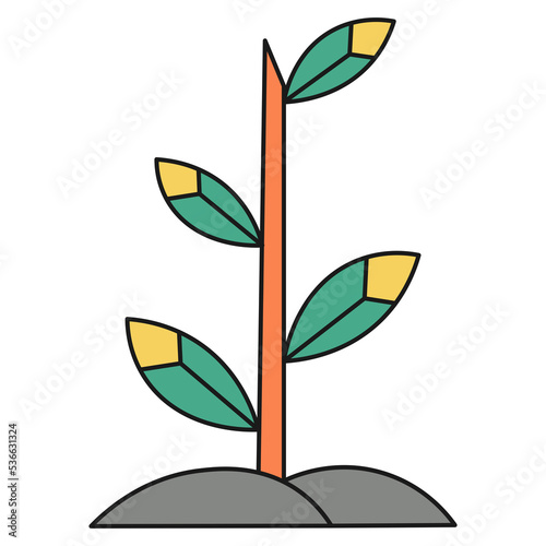 Houseplant sprout plant color ecological icon isolated