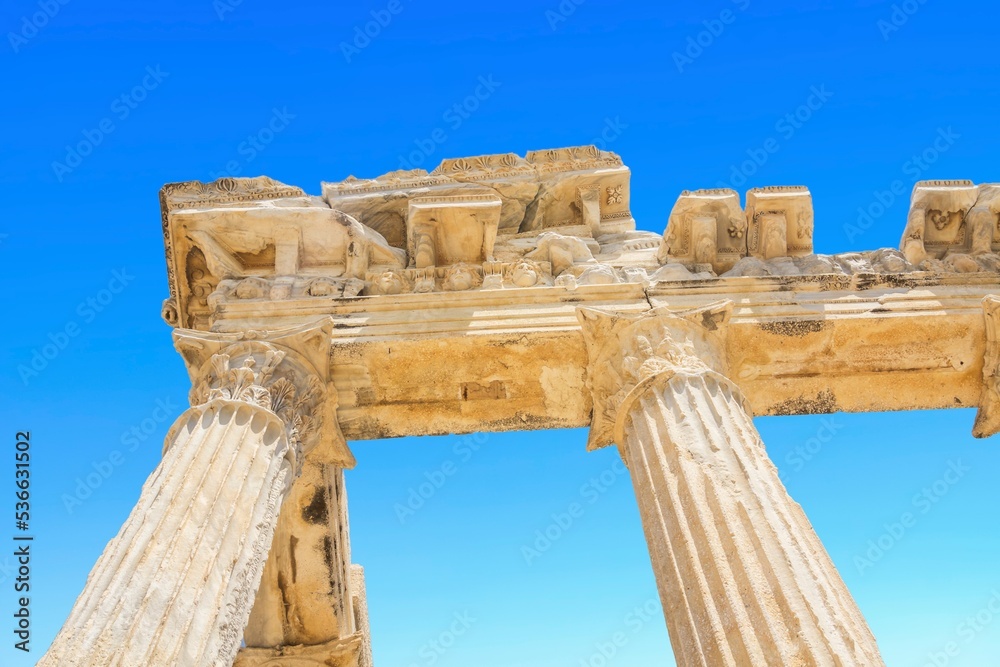 Temple of Apollo in Side, Antalya. The ruins of the ancient temple. Temple of Apollo in Side, Antalya. The ruins of the ancient temple.