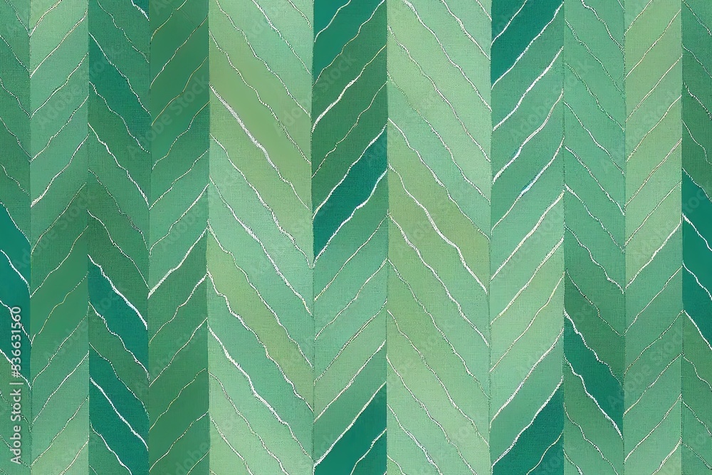 Space dyed chevron washed out linen texture background. Summer coastal living style decor fabric effect. Teal cream painterly zig zag ikat. Seamless woven pattern for shabby chic wedding. - obrazy, fototapety, plakaty 