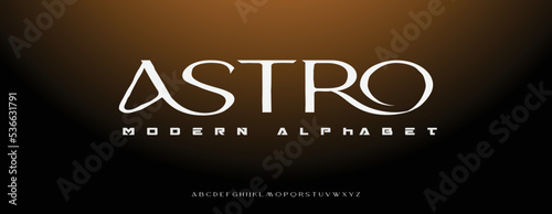 ASTRO  Elegant alphabet letters font and number. Classic Lettering Minimal Fashion Designs. Typography modern serif fonts decorative vintage design concept. vector illustration