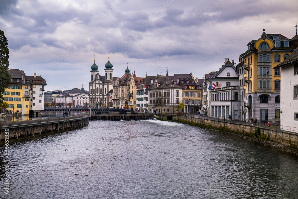 View of the river and the old town of Lucerne - Switzerland