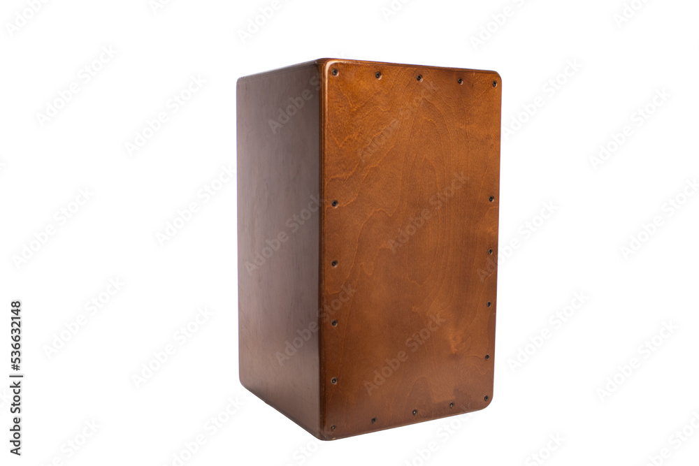 cajón peruano o cajón flamenco de madera color nogal sobre fondo blanco Stock Photo Adobe Stock