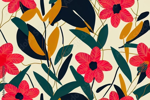 Modern exotic floral jungle pattern. Collage contemporary seamless pattern. Hand drawn cartoon style pattern.