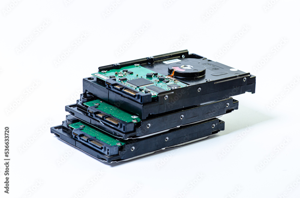 Hard disk drive HDD of different size isolated on white. Hard disk drive HDD of different size isolated on white.