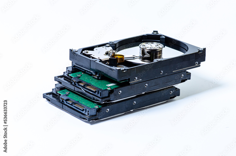 Hard disk drive HDD of different size isolated on white. Hard disk drive HDD of different size isolated on white.