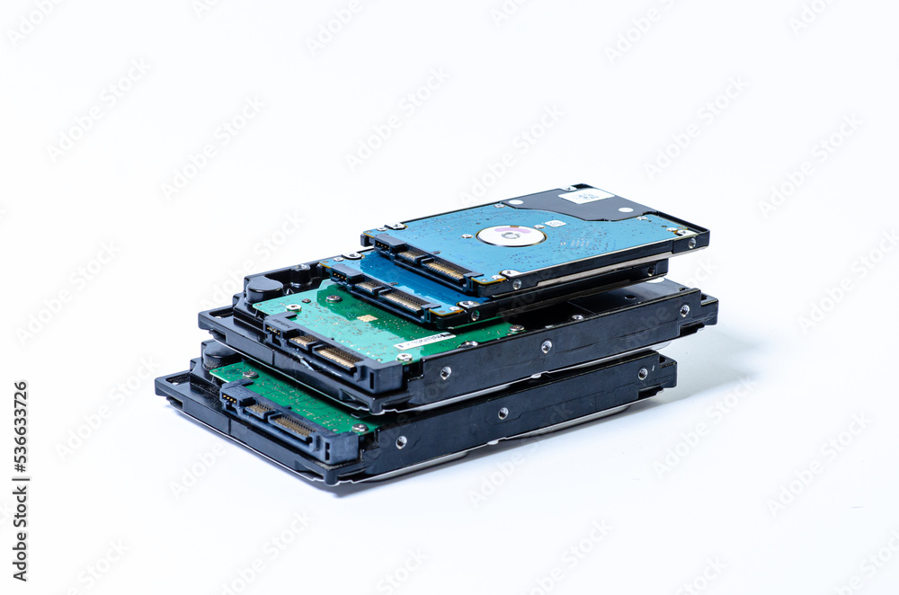 Hard disk drive HDD of different size isolated on white. Hard disk drive HDD of different size isolated on white.