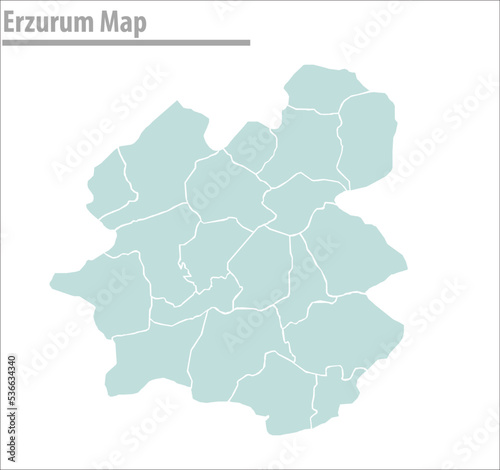 erzurum map turkey, regions vector illustration 