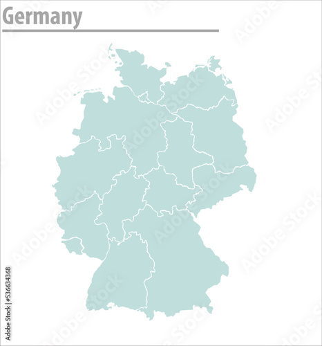 Germany map. illustration vector detailed Germany map with all state names